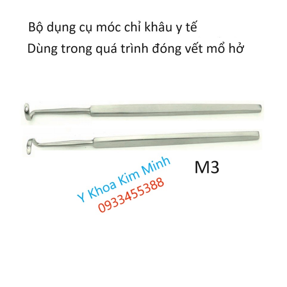 Bộ dụng cụ kéo móc chỉ khâu phẫu thuật y tế M3 dùng đóng vết thương hở trong phẫu thuật ổ bụng