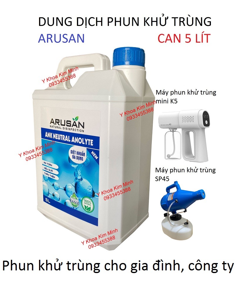 Dung dịch Arusan dùng phun khử trùng trong gia đình, công ty, trường học