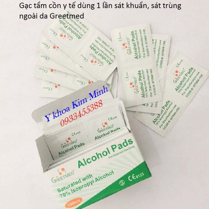 Gạc cồn y tế sát khuẩn tay nhanh Alcohol Pad hộp 100 miếng - Y Khoa Kim Minh