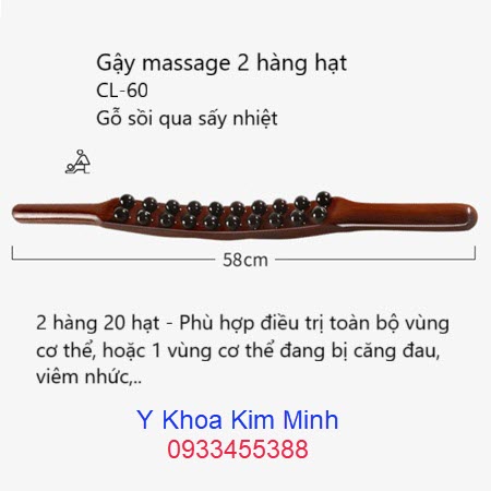 Gậy masasge 2 hàng hạt CL-60 dùng điều trị body, toàn thân hoặc 1 vùng cơ thể đau bị đau nhức viêm đau căng tức cơ khớp