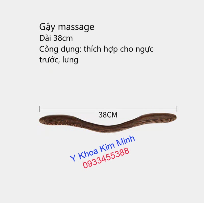 Gậy massage gỗ 38cm có công dụng chà giải cơ ngực trước, lưng, dọc 2 bên cột sống lưng