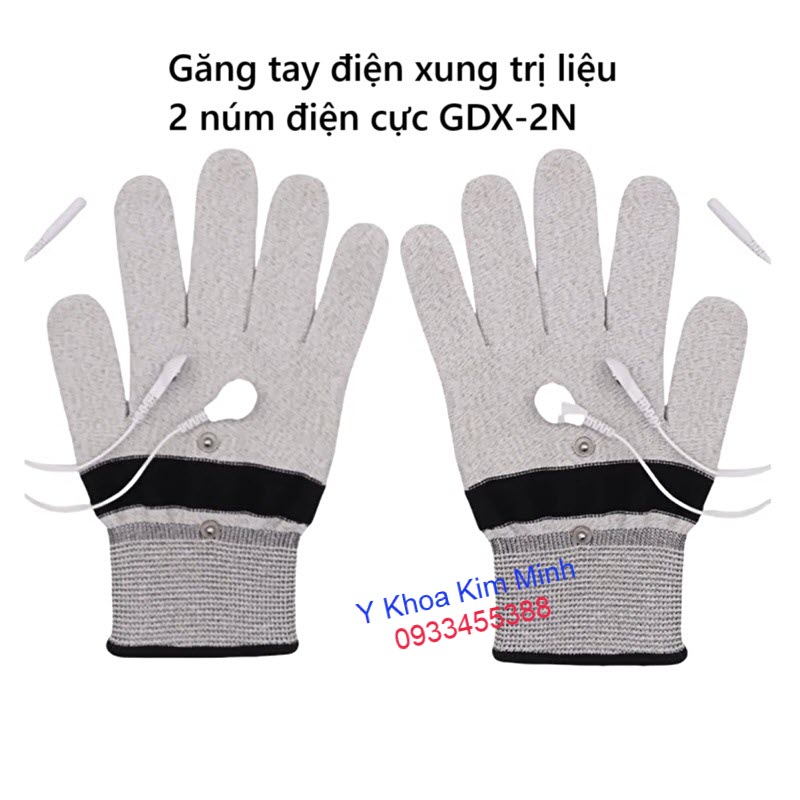 Găng tay điện xung 2 núm điện cực dùng cho với máy xung điện trị liệu