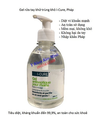 Gel rửa tay khô sát khuẩn nhập Pháp I-Cure 500ml hiệu quả diệt virus 99,99% - Y khoa Kim Minh