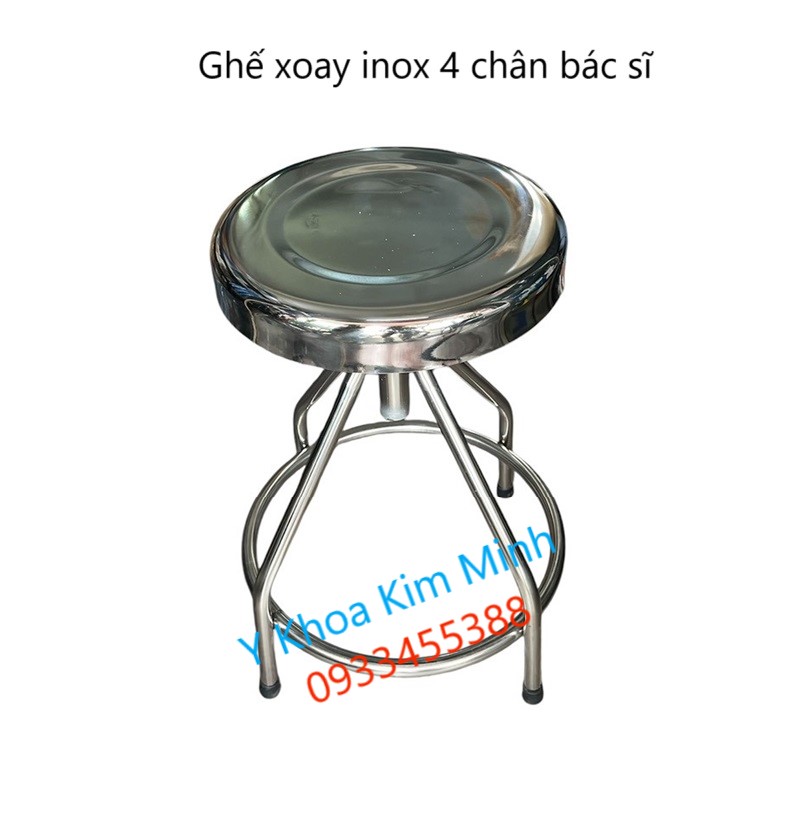 Ghế xoay inox 4 chân bác sĩ bệnh viện sử dụng bán ở Tp.HCM