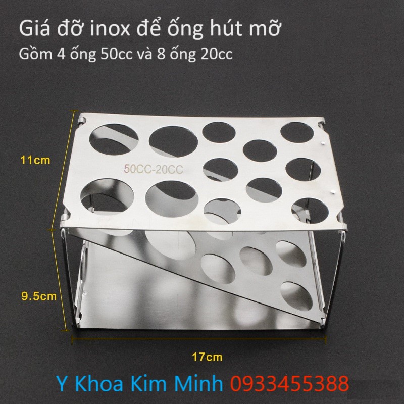 Giá đỡ inox để bơm tiêm xi lanh hút mỡ 20ml 50ml