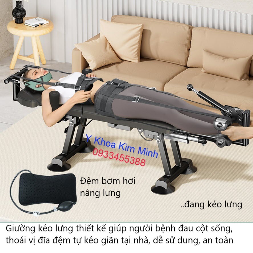 Giường kéo giãn cột sống lưng, giảm chèn đĩa đệm lưng