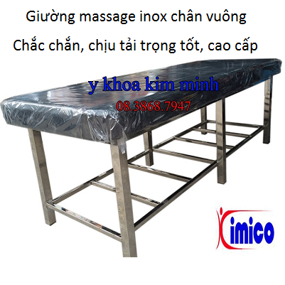 Giường massage inox 6 chân vuông chuyên dùng massage body - Y Khoa Kim Minh