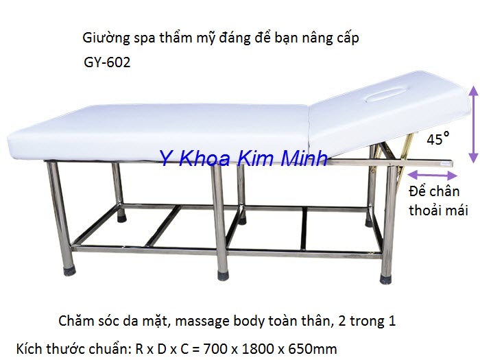 Giuong spa inox 2 manh chuyen dung cham soc da mat GY-602 - Y Khoa Kim Minh