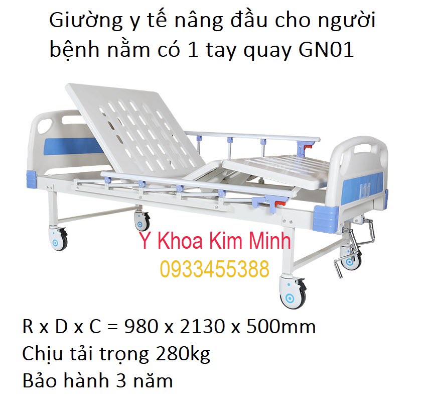 Giường y tế có nâng đầu bằng tay quay bán ở Y Khoa Kim Minh