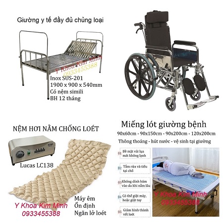 Giường ghế y tế, xe lăn y tế, nệm chống loét người bệnh bán ở Tp.HCM