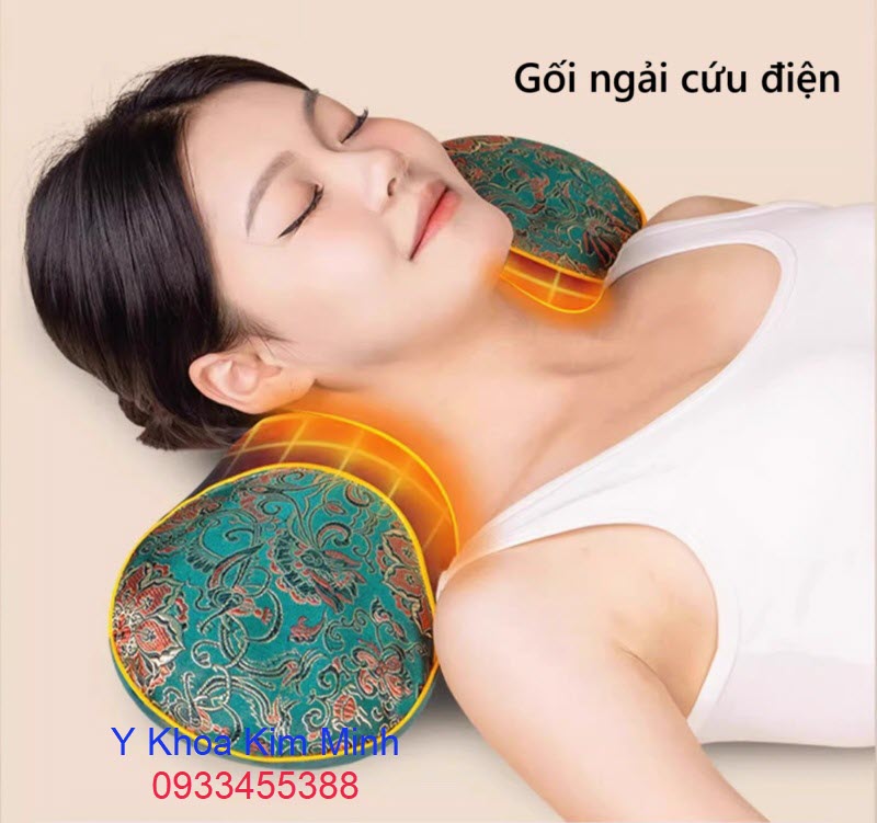 Gối ngải cứu điện trị đau cột sống, thoái hóa đốt sống cổ