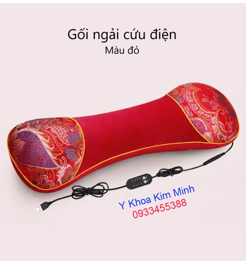 Gối xông ngải cứu điện màu đỏ