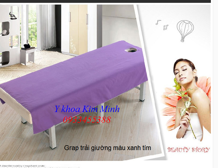 Grap trải giường masssage màu xanh tím hoa cà - Y khoa Kim Minh 0933455388