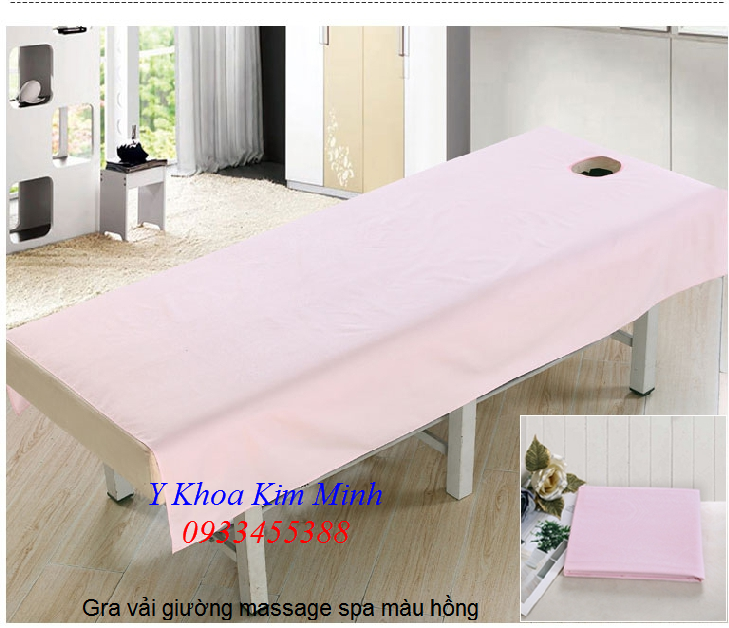 Gra vải giường massage thẩm mỹ spa màu hồng - Y khoa Kim Minh 0933455388