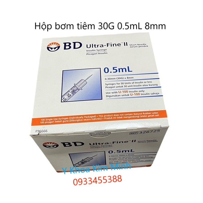 Hộp bơm tiêm 30G 0.5ml 8mm Ultra-Fine II của BD Mỹ