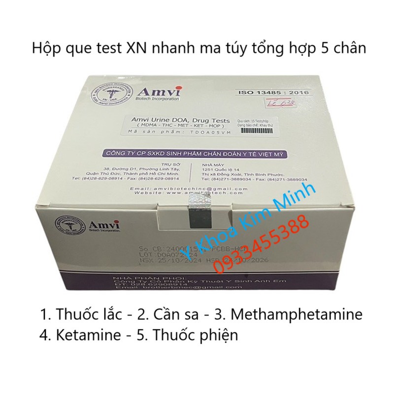 Hộp que phát hiện ma túy đá, thuốc lắc, thuốc phiện, cần sa, ketamine, Methamphetamine