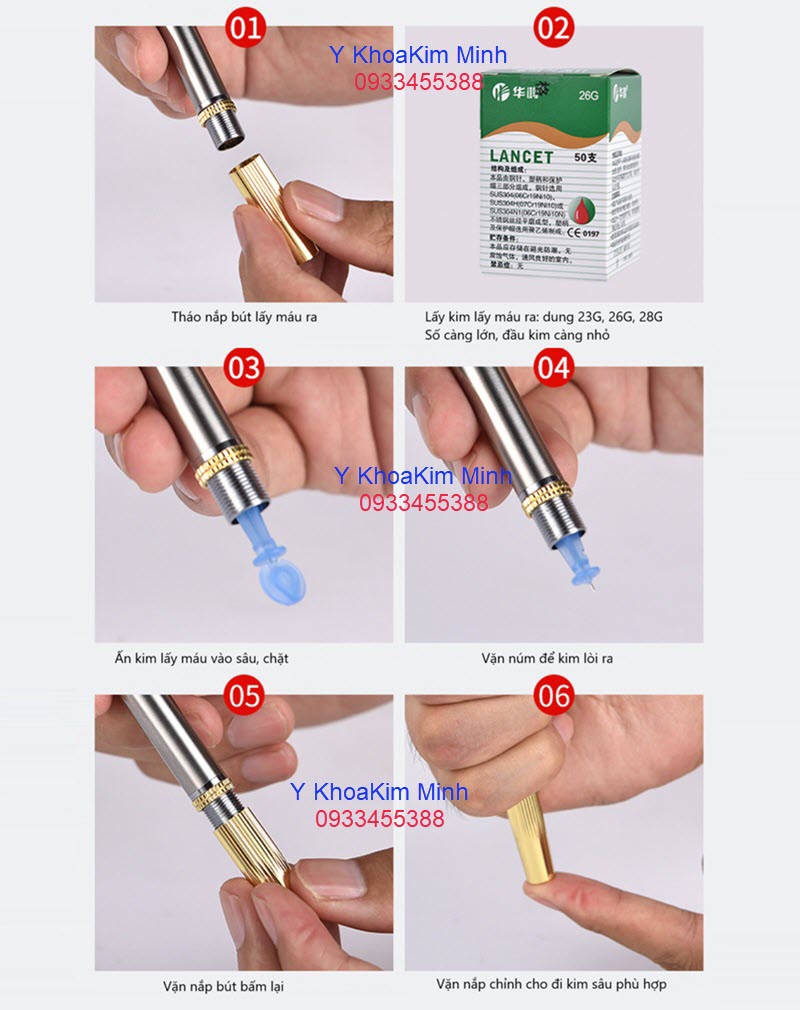 Hướng dẫn sử dụng bút bấm lấy máu 1 kim dùng trong đông y