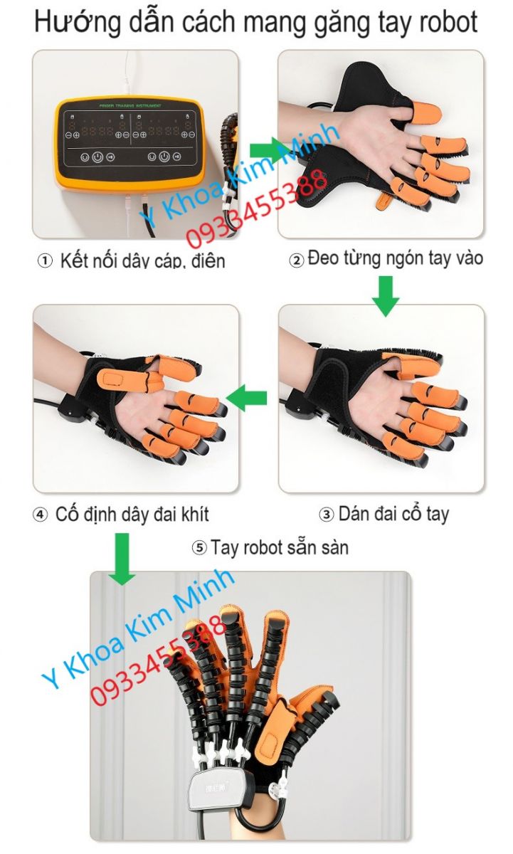 Cách lắp đặt ngón tay vào găng tay robot
