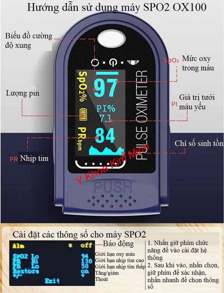 Hướng dẫn cách sử dụng máy đo SPO2 OX100 - Y Khoa Kim Minh
