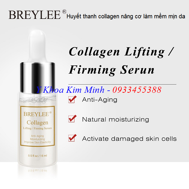 Huyết thanh Collagen dưỡng da nâng cơ, mềm mịn, căng bóng - Y khoa Kim Minh Huyết thanh collagen breylee 15ml chuyên nâng cơ làm mềm mịn, xóa nhăn da - Y khoa Kim Minh