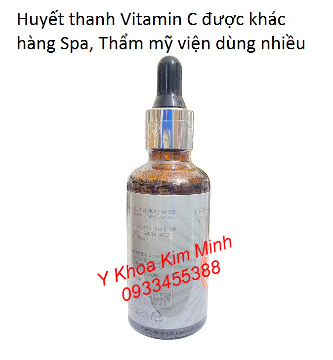 Huyết thanh Vitamin C Hàn Quốc nồng độ 40% hãng sản xuất Hanaji bán cho spa thẩm mỹ viện dùng nhiều