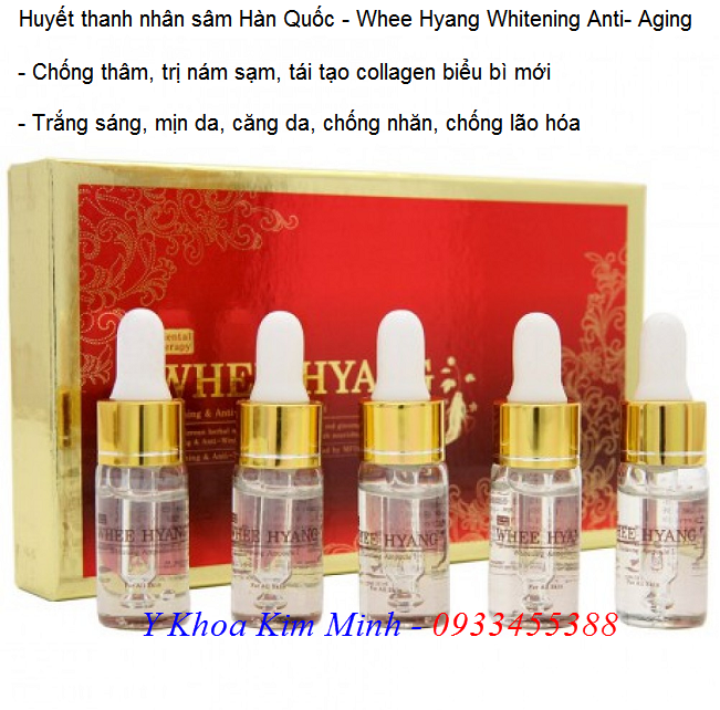 Chống thâm, trị nám, trắng sáng da, loại bỏ nếp nhăn, căng da - Y khoa Kim Minh Huyết thanh nhân sâm Hàn Quốc Deoproce Whee Hyang Whitening Anti-Aging - Y Khoa Kim Minh