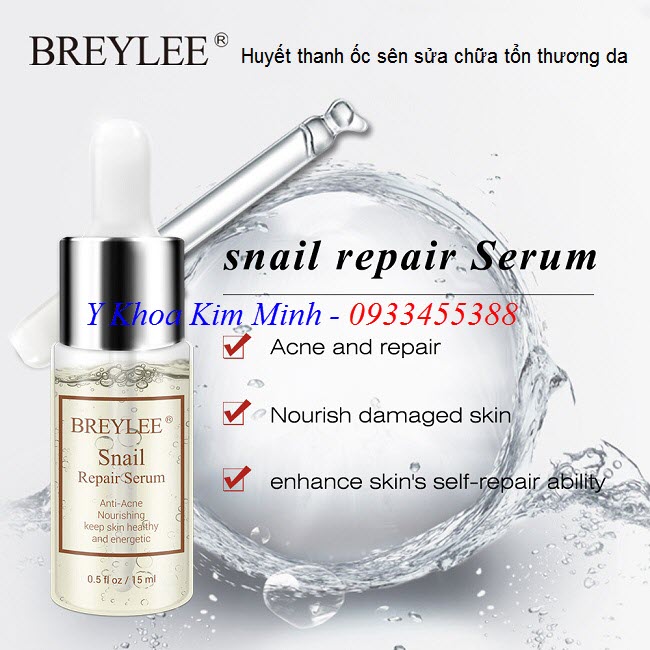 Huyết thanh tinh chất ốc sên chuyên sửa chữa tổn thương da - Y Khoa Kim Minh Huyết thanh tinh chất ốc sên Snail Breylee sửa chữa tổn thương da 15ml - Y Khoa Kim Minh