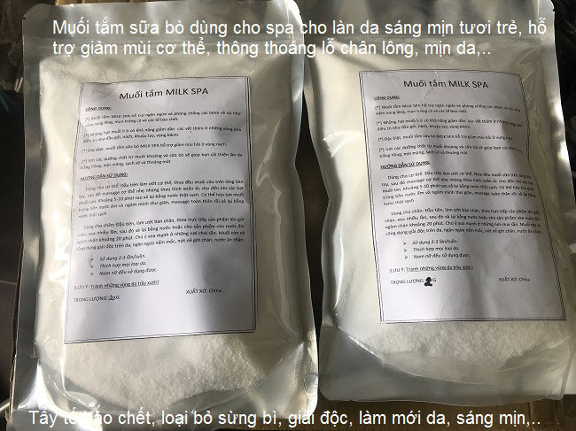 Muối tẩy tế bào chết dùng cho sa, muối tắm hương sữa bò trọng lượng 1 kg - Y khoa Kim Minh