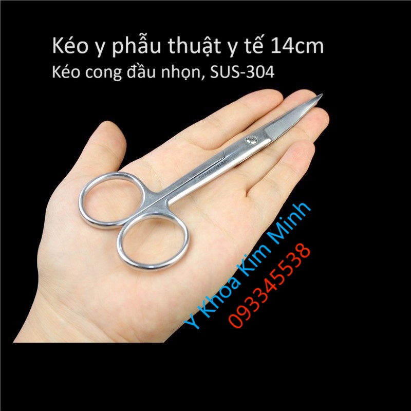 Kéo phẫu thuật y tế 14cm, kéo y tế cong đầu nhọn dùng trong phẫu thuật nam khoa thắt ống dẫn tinh