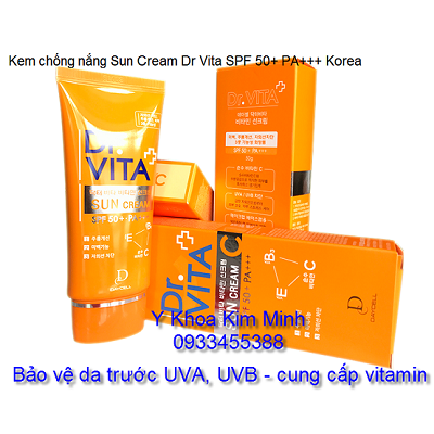 Kem chống nắng Dr Vita Hàn Quốc SPF50+ chuyên bào vệ da sau điều trị peel thay da - Y khoa Kim Minh 0933455388