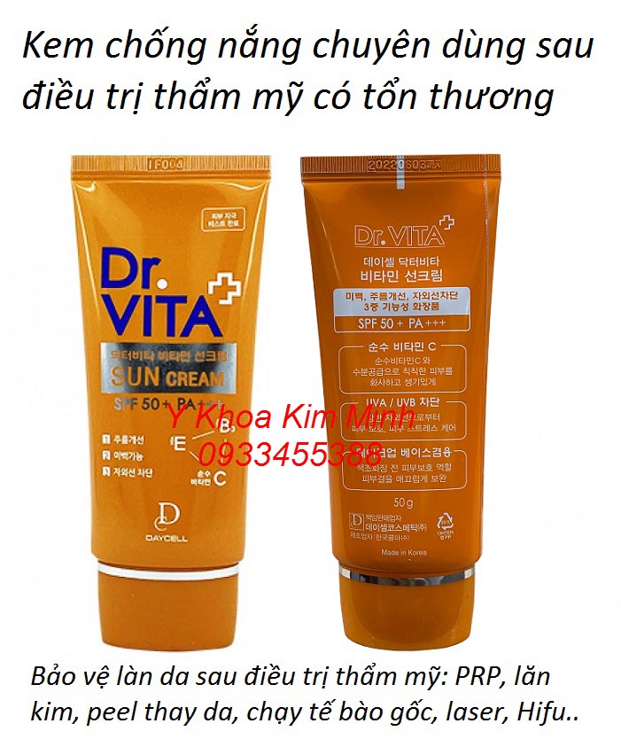 Kem chống nắng bảo vệ da sau điều trị thẩm mỹ Dr Vita SPF50+ nhập khẩu Hàn Quốc