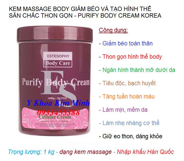 Kem massage giam beo body toan than Hàn Quốc Purify Body Cream - Y khoa Kim Minh 0933455388