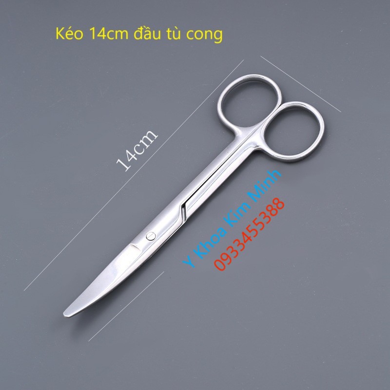 Kéo y tế 14cm đầu tù mũi cong