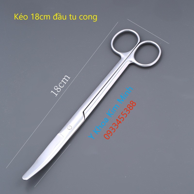 Kéo y tế 18cm đầu tù mũi cong