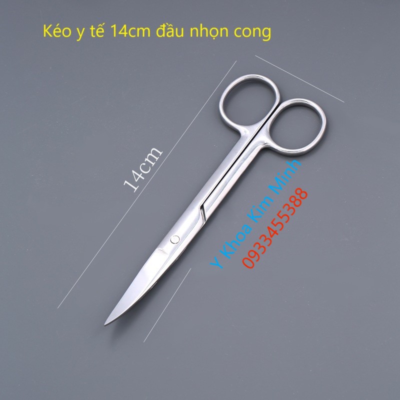 Kéo y tế 14cm đầu nhọn cong