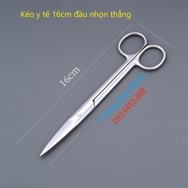 Kéo y tế 16cm đầu nhọn mũi thẳng