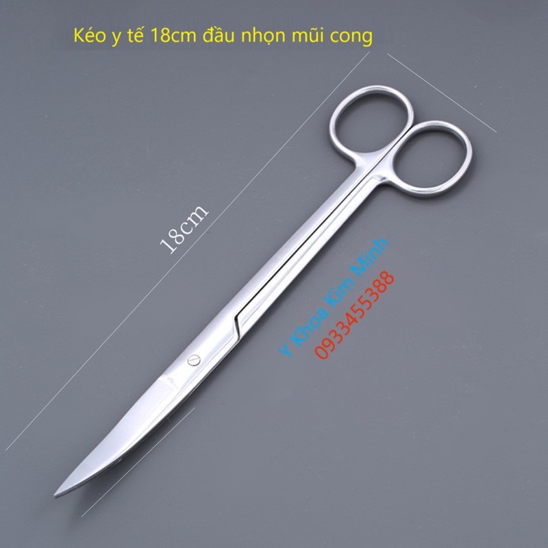 Kéo y tế 18cm đầu nhọn mũi cong