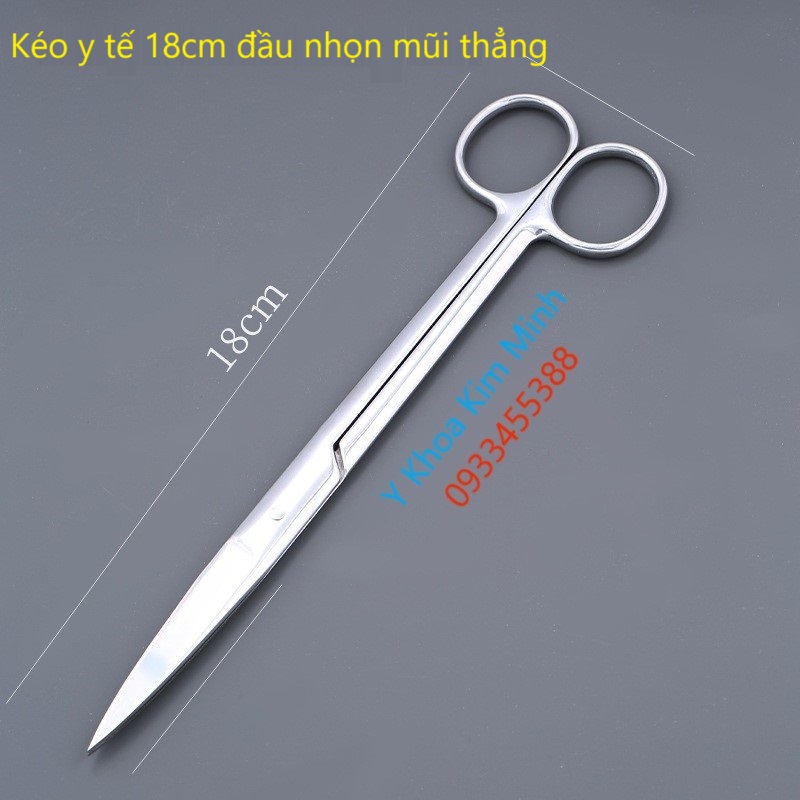 Kéo y tế 18cm đầu nhọn mũi thẳng