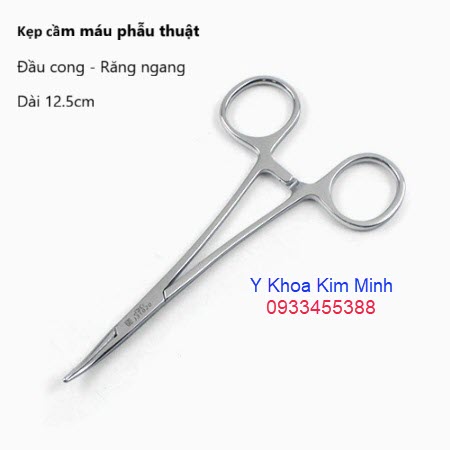 Kẹp cầm máu 12.5cm đầu cong răng ngang