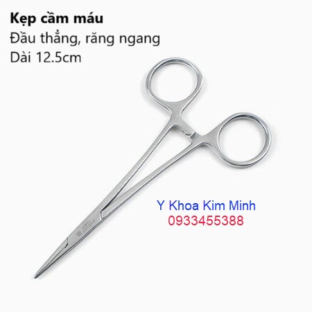 Kẹp cầm máu 12.5cm đầu thẳng răng ngang