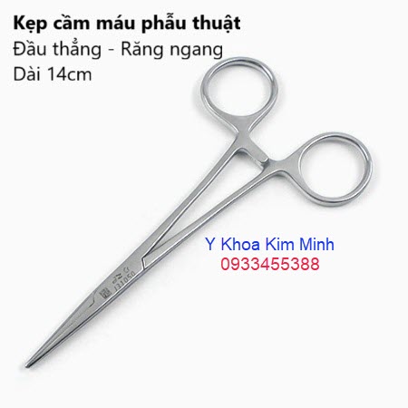 Pen kẹp cầm máu 14cm đầu thẳng răng ngang