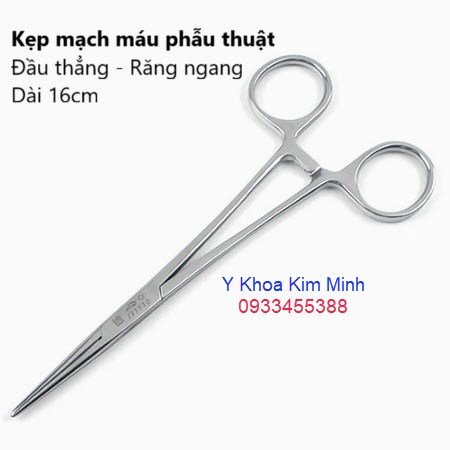 Kẹp mạch máu phẫu thuật 16cm đầu thẳng răng ngang
