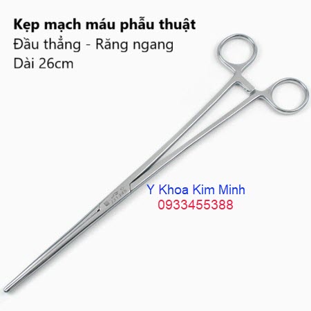 Kẹp mạch máu 25cm đầu thẳng răng ngang