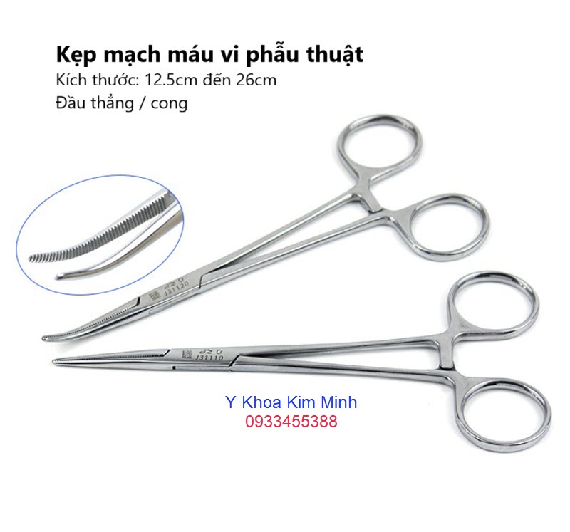 Pen kẹp cầm máu phẫu thuật 12.5cm - 26cm đầu thẳng cong
