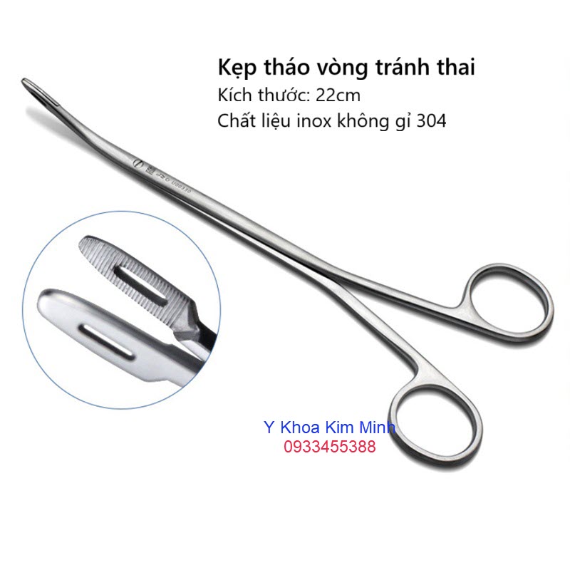 Kẹp tháo vòng tránh thai 22cm nhãn hiệu JZ, inox không gỉ 304