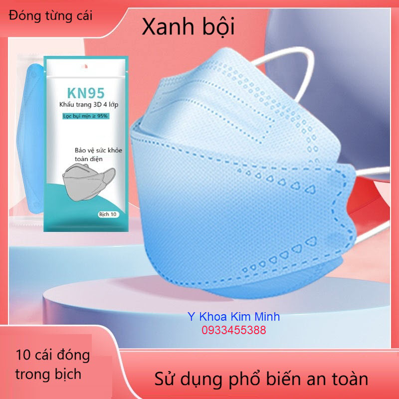 Khẩu trang KN95 màu xanh bội lọc bụi, lọc mùi