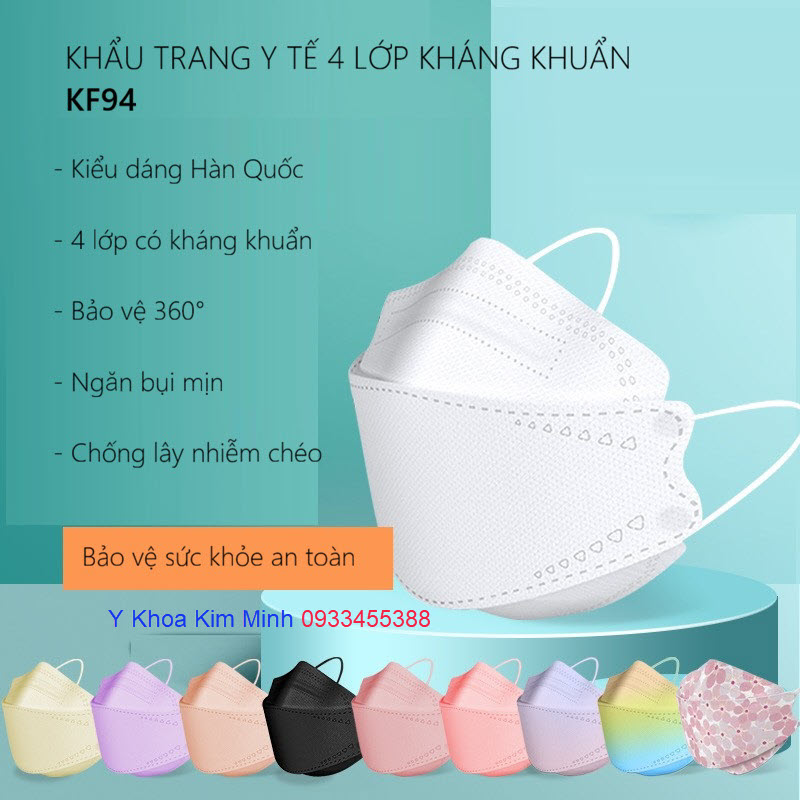 Khẩu trang 4 lớp có giấy kháng khuẩn KF94 kiểu dáng Hàn Quốc