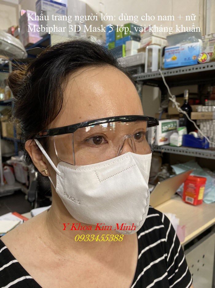 Hình ảnh khẩu trang y tế người lớn vải kháng khuẩn 5 lớp Mebiphar 3D Mask - Y khoa Kim Minh