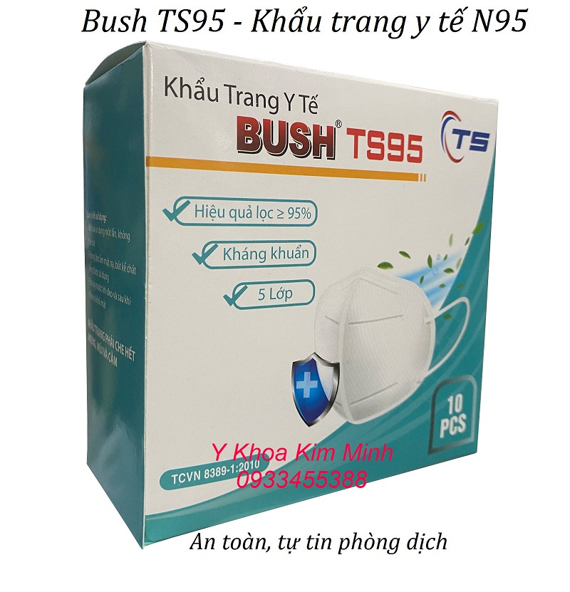 Khẩu trang y té Bush TS95 đạt tiêu chuẩn ngăn ngừa phòng chống lây nhiễm virus