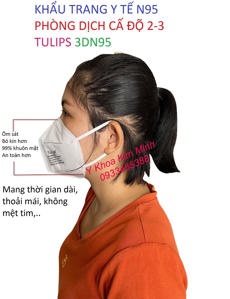 Khẩu trang y tế Tulips 3DN95 không van bán giá sỉ tại Tp.HCM